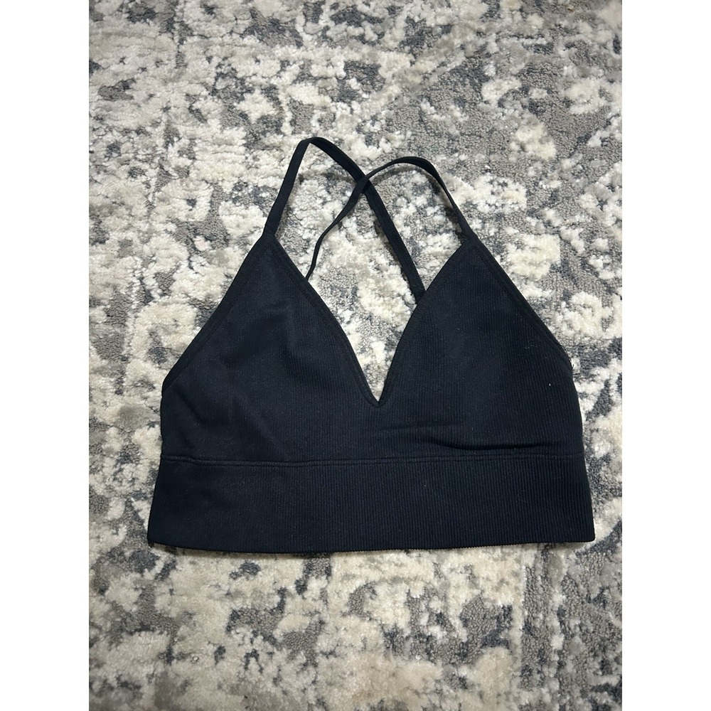 Abercrombie And Fitch Black/navy Ribbed Bralette Size Xs